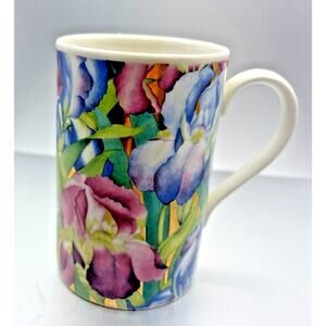 Vintage Dunoon Scotland Marlow Coffee/Tea Cup with Iris Floral Flowers PRETTY!